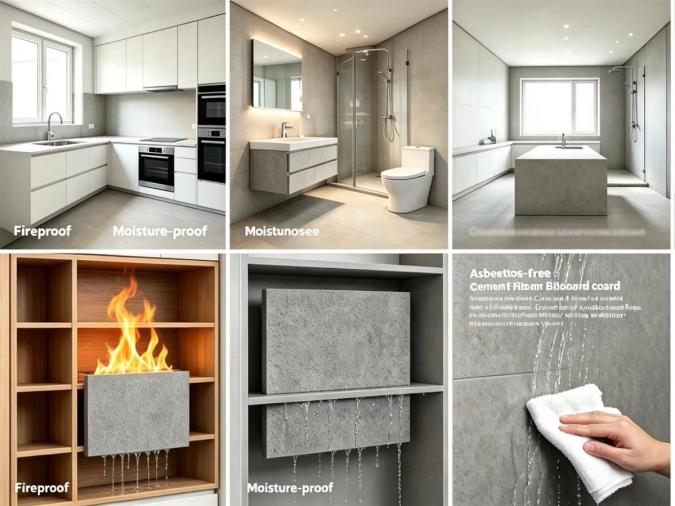 Interior wall board fire and water display Interior wall board fire and water display